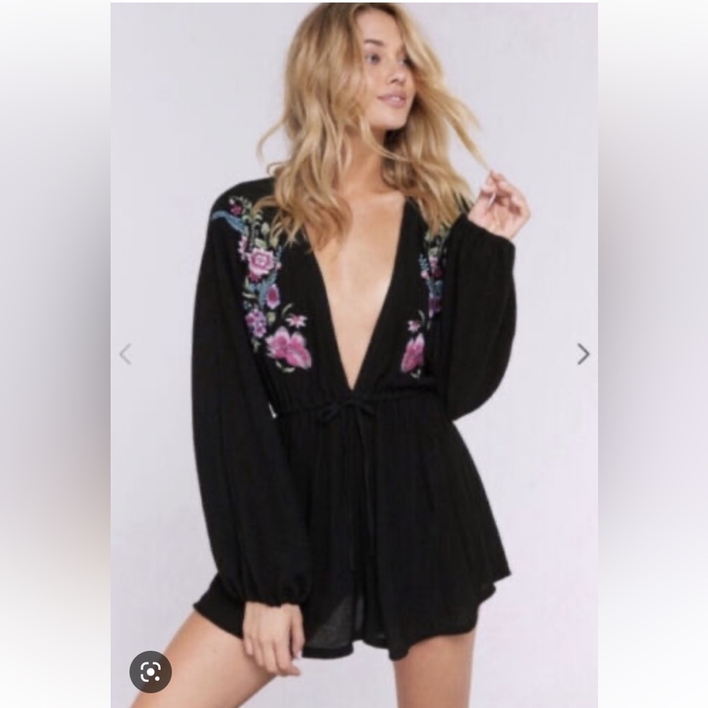 NWT Spiritual Gangster Zella Embroidered Romper